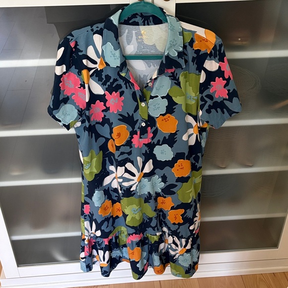 Spartina 449 Dresses & Skirts - NWOT Spartina 449 Navy Floral Polo Mini Dress with Orange, Pink, Green Accents